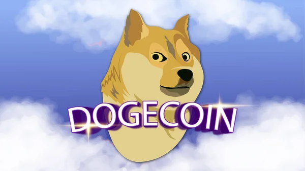 Bannière Dogecoin Doge Doge Pièce Crypto Monnaie Concept Bannière Fond — Photo