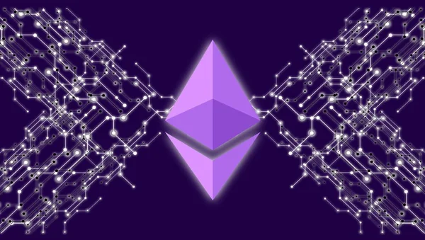 Ethereum Eth Banderoll Eth Mynt Cryptocurrency Koncept Banner Bakgrund — Stockfoto