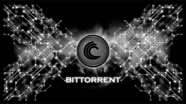 Bittorrent pankartı. Btt bozuk para kripto para konsepti afiş arkaplanı.