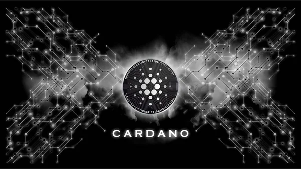 Cardano (ADA) kripto para birimi sembolü. Engelleme teknolojisi. 