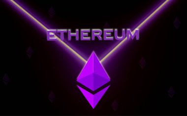 Ethereum ETH bayrağı. ETH para kripto para kavramı pankart arkaplanı.