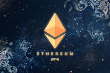 Ethereum ETH bayrağı. ETH para kripto para kavramı pankart arkaplanı.