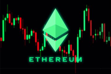 Ethereum 2.0 ETH bayrağı. ETH para kripto para kavramı pankart arkaplanı.