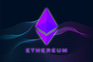 Ethereum ETH bayrağı. ETH para kripto para kavramı pankart arkaplanı.