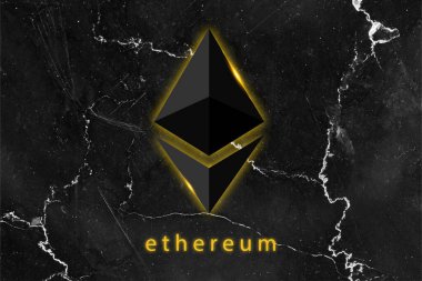 Ethereum ETH bayrağı. ETH para kripto para kavramı pankart arkaplanı.
