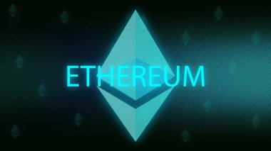 Ethereum ETH bayrağı. ETH para kripto para kavramı pankart arkaplanı.