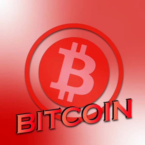 Криптовалюта Биткойна Неоновом Красном Фоне Текст Bitcoin Концепция Роста Биткойна — стоковое фото