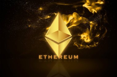 Ethereum ETH bayrağı. ETH para kripto para kavramı pankart arkaplanı.