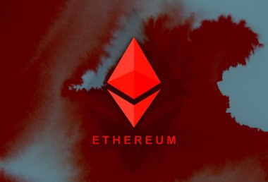 Ethereum ETH bayrağı. ETH para kripto para kavramı pankart arkaplanı.