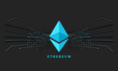 Ethereum ETH bayrağı. ETH para kripto para kavramı pankart arkaplanı.