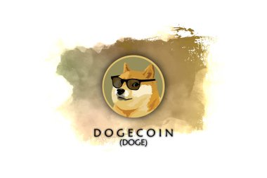 Dogecoin Doge bayrağı. DOGE para kripto para kavramı pankart arkaplanı.