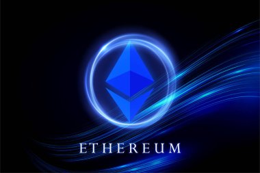 Ethereum ETH bayrağı. ETH para kripto para kavramı pankart arkaplanı.