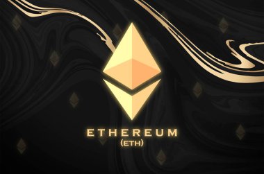 Ethereum ETH bayrağı. ETH para kripto para kavramı pankart arkaplanı.
