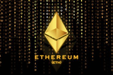 Ethereum ETH bayrağı. ETH para kripto para kavramı pankart arkaplanı.