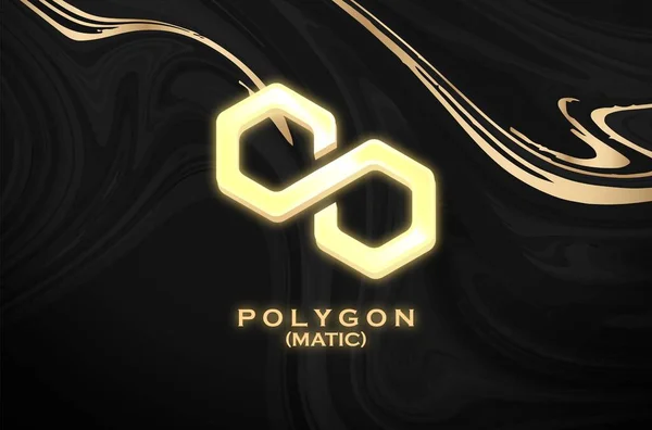 Soyut arkaplan üzerindeki çokgen MATIC sembol kripto para birimi teması