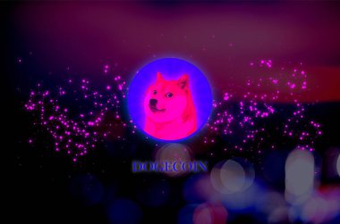 Dogecoin Doge bayrağı. DOGE para kripto para kavramı pankart arkaplanı.