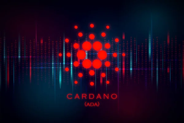 Cardano ADA para sembolü şifreli para birimi temalı arkaplan tasarımı