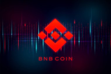 Soyut arkaplan üzerinde BNB logosu ve metin. BNB şifreleme para birimi simgesi.