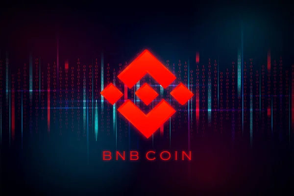 Soyut arkaplan üzerinde BNB logosu ve metin. BNB şifreleme para birimi simgesi.