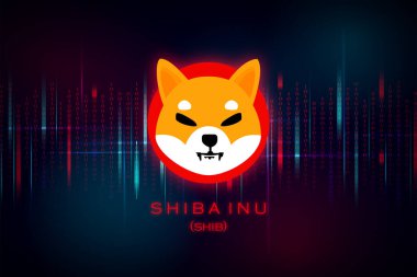 Shiba kripto para birimi temalı pankart. Shiba (SHIB INU) simgesi