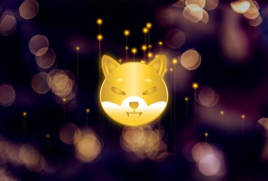 Shiba kripto para birimi temalı pankart. Shiba (SHIB INU) simgesi