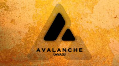 Avax kripto döviz bayrağı. Çığ AVAX bayrağı. AVAX madeni para kripto para kavramı pankart arkaplanı.