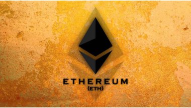 Ethereum ETH bayrağı. ETH para kripto para kavramı pankart arkaplanı.