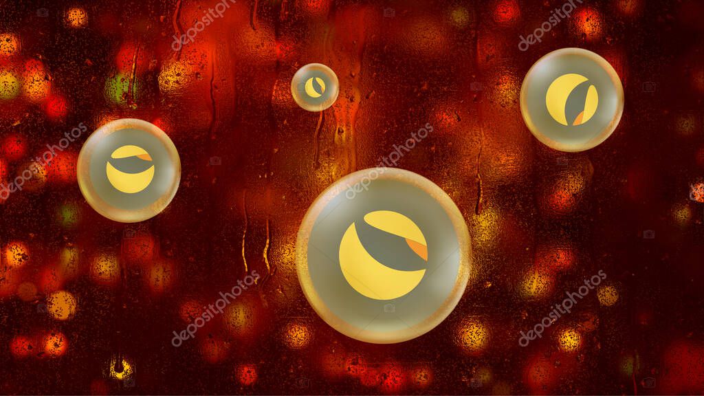 Terra Luna crypto currency. Luna on abstract background. Luna in bubble