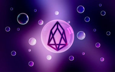 EOS şifreli para birimi. Taştan arka planda EOS. EOS