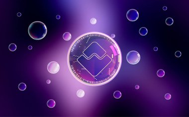 Kripto para sembolü dalgaları. Engelleme teknolojisi. Kabarcık içinde dalgalar..