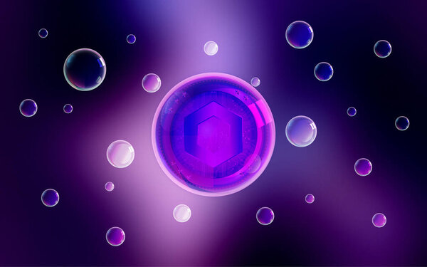 Chainlink cryptocurrency coin symbol. Blockchain technology. 