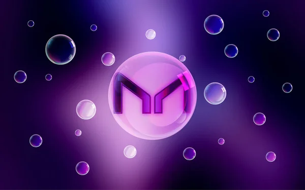 Maker Kryptovaluta Mynt Symbol Blockkedjeteknik Maker Bubbla — Stockfoto
