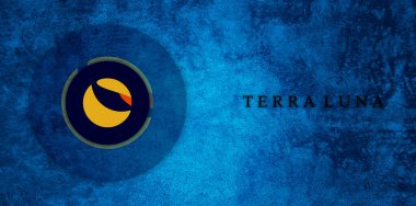 Terra Luna kripto para birimi. Soyut arka planda Luna. Kabarcıktaki Luna