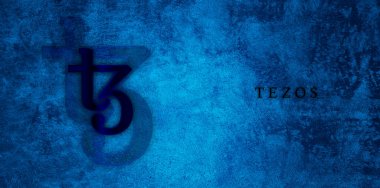 Tezos şifreli para birimi. Tezos soyut arkaplan üzerine.