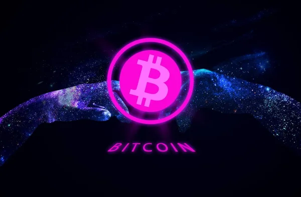 Bitcoin Btc Pankartı Btc Para Kripto Para Kavramı Pankart Arkaplanı — Stok fotoğraf