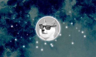 Dogecoin Doge bayrağı. DOGE para kripto para kavramı pankart arkaplanı.