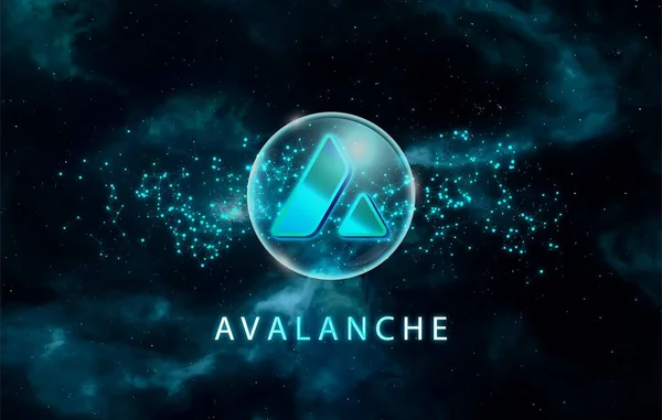 Mavi soyut arkaplanda çığ (AVAX) simgesi. Avax şifreleme para birimi.