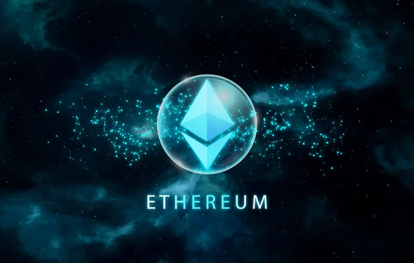 Ethereum Eth Bayrağı Eth Para Kripto Para Kavramı Pankart Arkaplanı — Stok fotoğraf