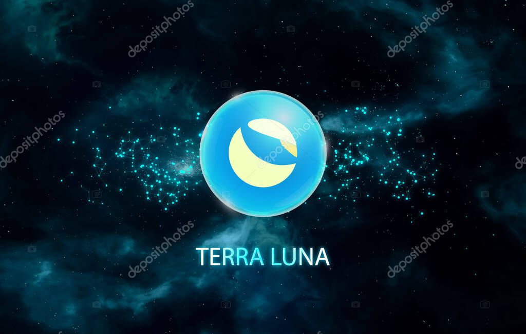 Terra Luna crypto currency. Luna on abstract background