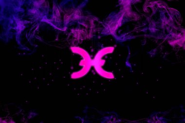 Soyut arkaplanda sanal sistem, sanal sıcak kripto para birimi sembolü.