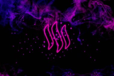 Steem crypto para birimi. Soyut arkaplanda Steem.