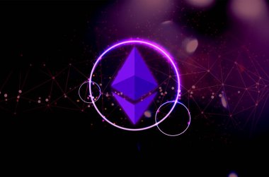 Ethereum ETH bayrağı. ETH para kripto para kavramı pankart arkaplanı.