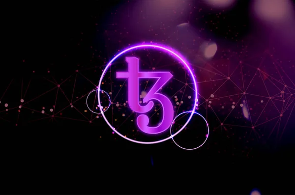 Tezos Kryptowaluta Tezos Abstrakcyjnym Tle — Zdjęcie stockowe