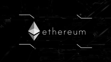 Ethereum ETH banner. ETH coin cryptocurrency concept banner background.Ethereum illustration animation video.