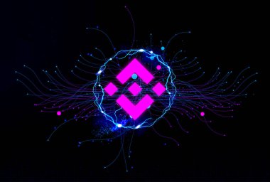 Soyut arkaplan üzerinde BNB logosu ve metin. BNB şifreleme para birimi simgesi