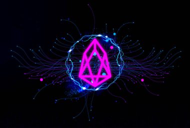 EOS şifreli para birimi. Taştan arka planda EOS. EOS
