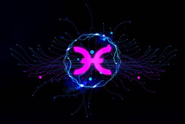 Soyut arkaplanda sanal sistem, sanal sıcak kripto para birimi sembolü.