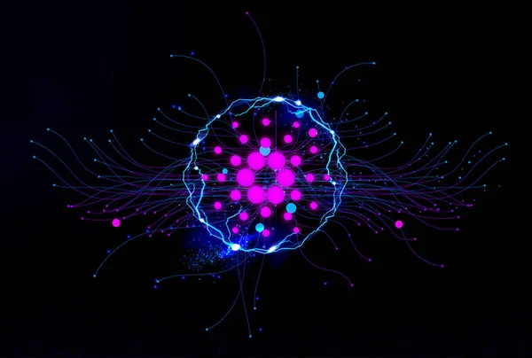 Cardano ADA para sembolü şifreli para birimi temalı arkaplan tasarımı