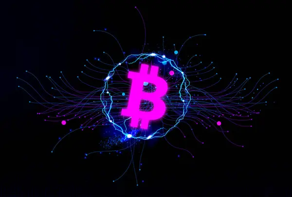 Баннер Bitcoin Btc Концептуальный Фон Баннера Btc — стоковое фото