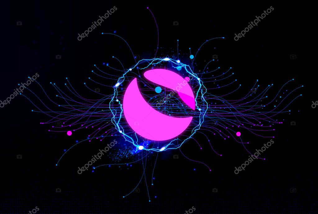 Terra Luna crypto currency. Luna on abstract background.